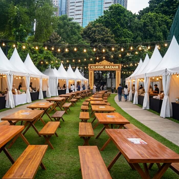 , Sewa Meja Kayu Panjang